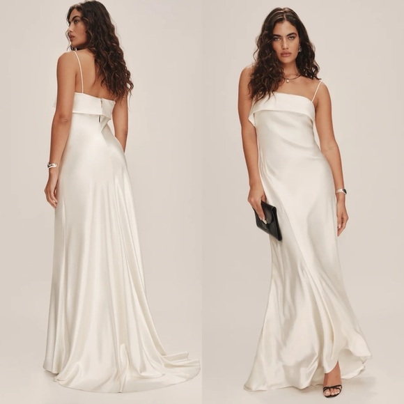 REFORMATION NWT Jovie Silk Ivory Dress - Picture 3 of 13